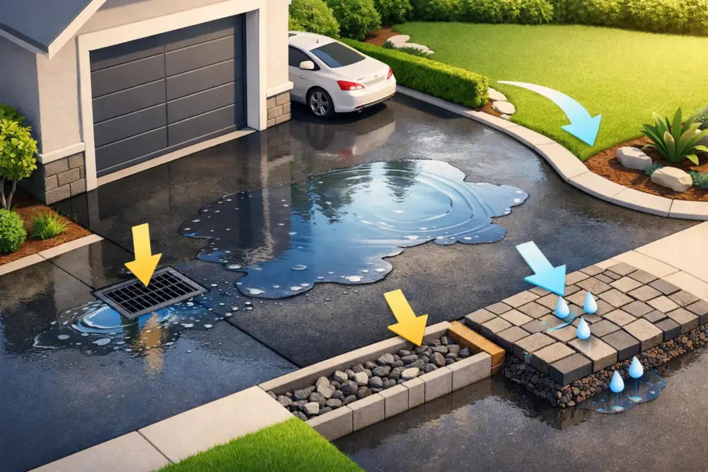 How to Stop Water Pooling on Driveway